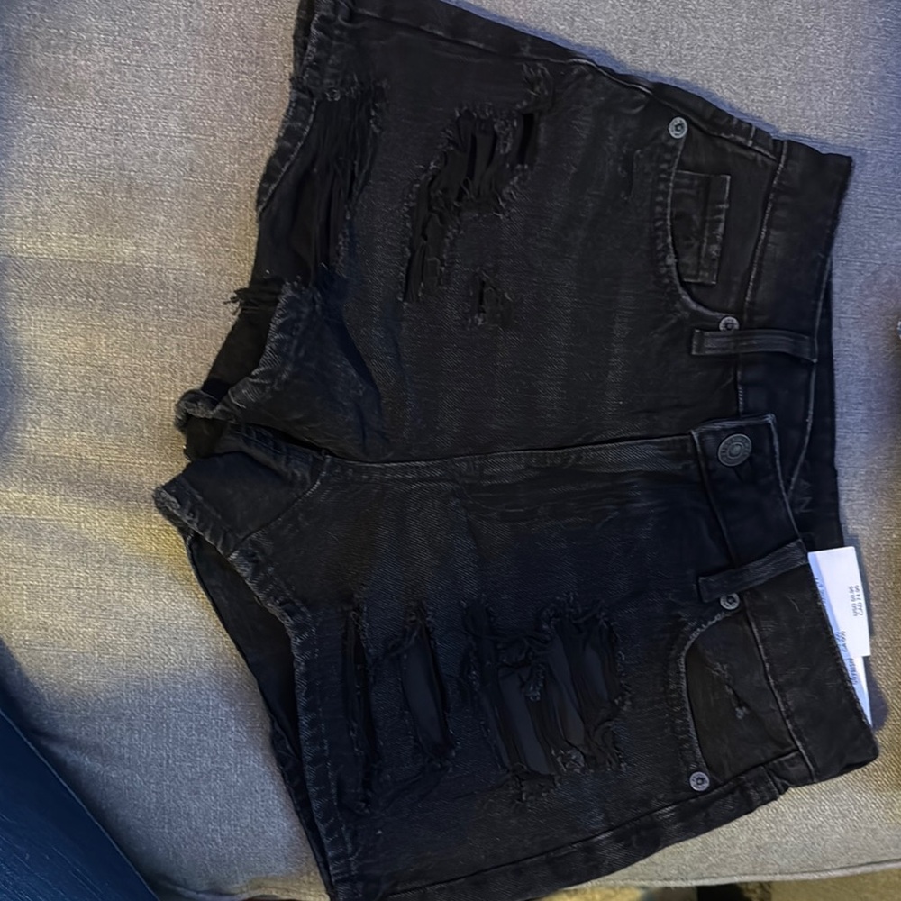 American Eagle Black Distressed Shorts Mom Short New